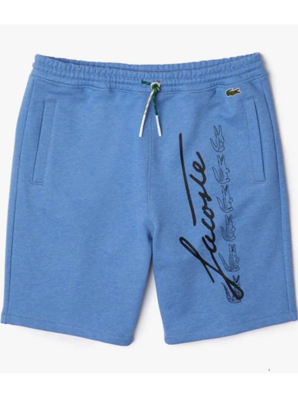 Lacoste Men's Signature Print Cotton Fleece Shorts Large Blue